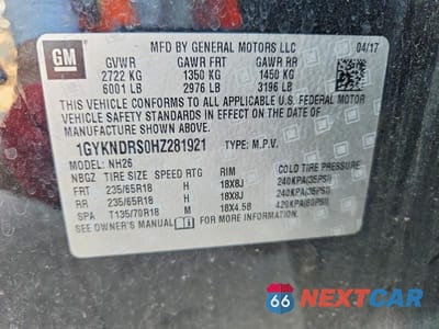 Zdjęcie 13 z 13 samochodu: 2017 CADILLAC XT5 LUXURY VIN:1GYKNDRS0HZ281921 - miniatura