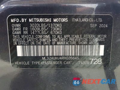 Zdjęcie 13 z 13 samochodu: 2024 MITSUBISHI MIRAGE ES VIN:ML32AUHJ4RH026645 - miniatura