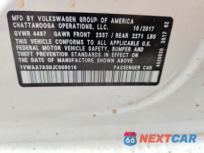 Zdjęcie 12 z 12 samochodu: 2018 VOLKSWAGEN PASSAT S VIN:1VWAA7A39JC008016 - miniatura