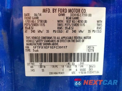 Zdjęcie 12 z 12 samochodu: 2014 FORD F150 SUPER CAB VIN:1FTFX1EF1EFC39117 - miniatura
