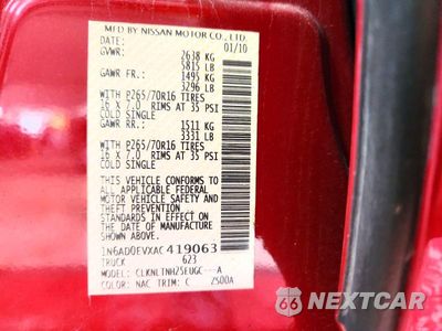 Zdjęcie 12 z 12 samochodu: 2010 NISSAN FRONTIER SE V6 VIN:1N6AD0EVXAC419063 - miniatura