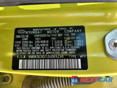 Zdjęcie 13 z 13 samochodu: 2018 HYUNDAI KONA ULTIMATE VIN:KM8K5CA57JU069294 - miniatura