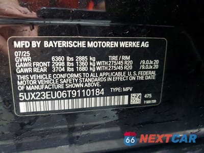 Zdjęcie 10 z 10 samochodu: 2026 BMW X5 XDRIVE40I VIN:5UX23EU06T9110184 - miniatura