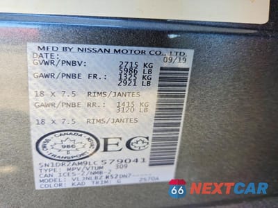 Zdjęcie 13 z 13 samochodu: 2020 NISSAN PATHFINDER S VIN:5N1DR2AM9LC579041 - miniatura