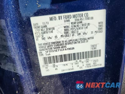Zdjęcie 12 z 12 samochodu: 2012 FORD F150 SUPER CAB VIN:1FTFX1ET1CFA19026 - miniatura
