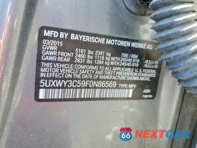 Zdjęcie 14 z 14 samochodu: 2015 BMW X3 XDRIVE28D VIN:5UXWY3C59F0N86569 - miniatura