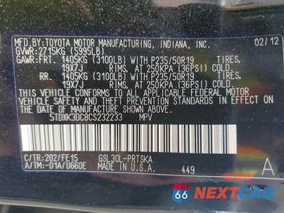 Zdjęcie 13 z 13 samochodu: 2012 TOYOTA SIENNA SPORT VIN:5TDXK3DC8CS232233 - miniatura