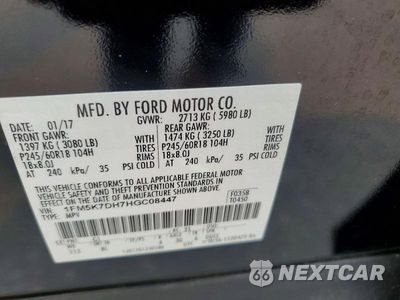 Zdjęcie 13 z 13 samochodu: 2017 FORD EXPLORER XLT VIN:1FM5K7DH7HGC08447 - miniatura