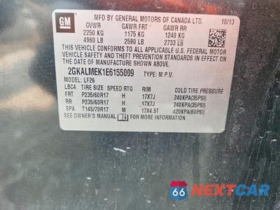 Zdjęcie 13 z 13 samochodu: 2014 GMC TERRAIN SLE VIN:2GKALMEK1E6155009 - miniatura