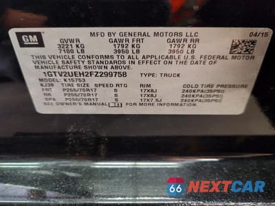 Zdjęcie 12 z 12 samochodu: 2015 GMC SIERRA K1500 SLE VIN:1GTV2UEH2FZ299758 - miniatura