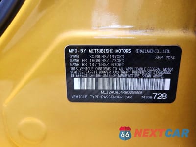 Zdjęcie 13 z 13 samochodu: 2024 MITSUBISHI MIRAGE VIN:ML32AUHJ4RH029559 - miniatura