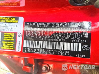 Zdjęcie 12 z 12 samochodu: 2019 TOYOTA CAMRY SE VIN:4T1B11HK9KU286651 - miniatura