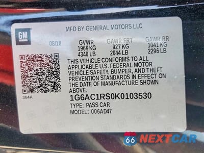 Zdjęcie 12 z 12 samochodu: 2019 CADILLAC ATS PREMIUM LUXURY VIN:1G6AC1RS0K0103530 - miniatura