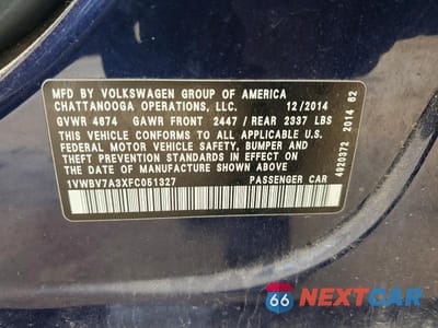 Zdjęcie 12 z 12 samochodu: 2015 VOLKSWAGEN PASSAT SE VIN:1VWBV7A3XFC051327 - miniatura