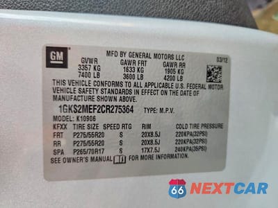 Zdjęcie 13 z 13 samochodu: 2012 GMC YUKON XL DENALI VIN:1GKS2MEF2CR275364 - miniatura