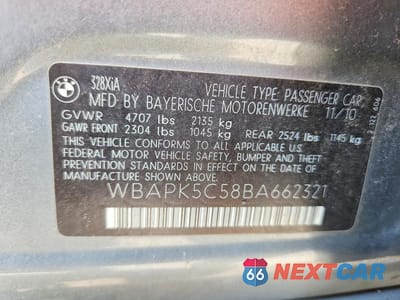 Zdjęcie 12 z 12 samochodu: 2011 BMW 328 XI SULEV VIN:WBAPK5C58BA662321 - miniatura