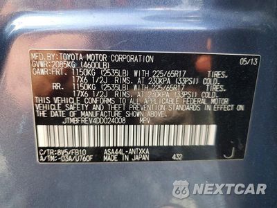 Zdjęcie 13 z 13 samochodu: 2013 TOYOTA RAV4 LE VIN:JTMBFREV4DD024008 - miniatura