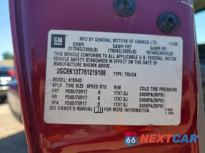 Zdjęcie 12 z 12 samochodu: 2006 CHEVROLET SILVERADO K1500 VIN:2GCEK13T761219188 - miniatura