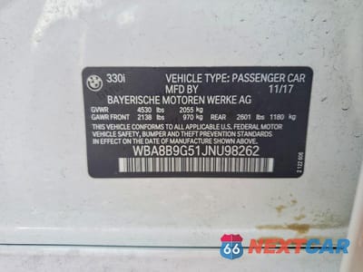 Zdjęcie 12 z 12 samochodu: 2018 BMW 330 I VIN:WBA8B9G51JNU98262 - miniatura