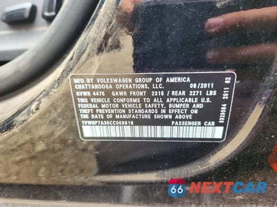 Zdjęcie 13 z 13 samochodu: 2012 VOLKSWAGEN PASSAT SE VIN:1VWBP7A35CC009816 - miniatura
