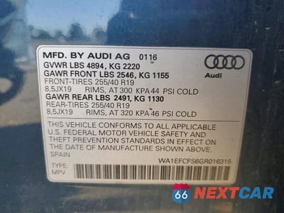 Zdjęcie 13 z 13 samochodu: 2016 AUDI Q3 PREMIUM PLUS VIN:WA1EFCFS6GR016315 - miniatura