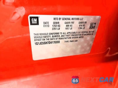 Zdjęcie 12 z 12 samochodu: 2013 CHEVROLET SONIC LT VIN:1G1JC5SH7D4176000 - miniatura