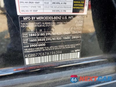 Zdjęcie 13 z 13 samochodu: 2007 MERCEDES-BENZ ML 63 AMG VIN:4JGBB77E87A196394 - miniatura