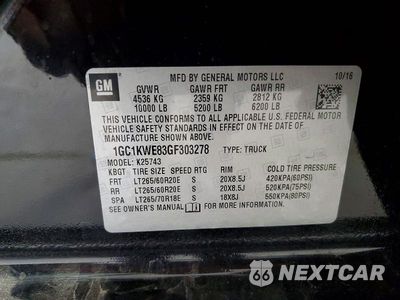 Zdjęcie 12 z 12 samochodu: 2016 CHEVROLET SILVERADO K2500 HEAVY DUTY LTZ VIN:1GC1KWE83GF303278 - miniatura