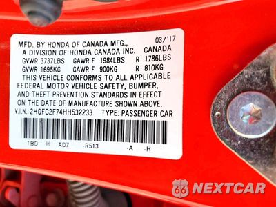 Zdjęcie 13 z 13 samochodu: 2017 HONDA CIVIC EX VIN:2HGFC2F74HH532233 - miniatura
