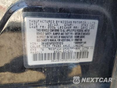 Zdjęcie 12 z 12 samochodu: 2014 NISSAN SENTRA SV VIN:3N1AB7AP0EY201819 - miniatura