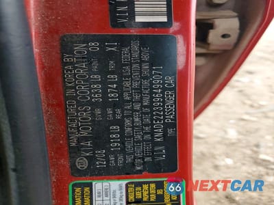 Zdjęcie 12 z 12 samochodu: 2009 KIA RIO BASE VIN:KNADE223996499071 - miniatura