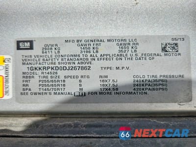Zdjęcie 13 z 13 samochodu: 2013 GMC ACADIA SLE VIN:1GKKRPKD0DJ267862 - miniatura