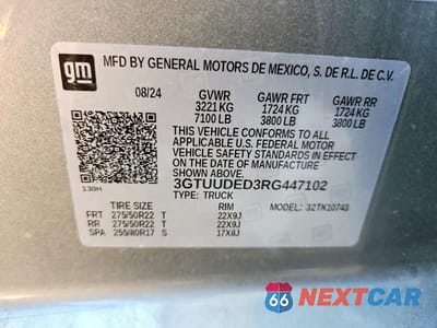 Zdjęcie 12 z 12 samochodu: 2024 GMC SIERRA K1500 SLT VIN:3GTUUDED3RG447102 - miniatura