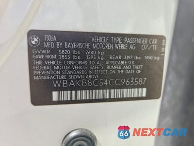 Zdjęcie 12 z 12 samochodu: 2012 BMW 750 LI VIN:WBAKB8C54CC963587 - miniatura