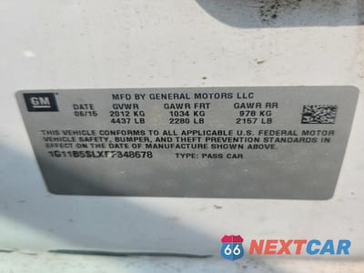 Zdjęcie 12 z 12 samochodu: 2015 CHEVROLET MALIBU LS VIN:1G11B5SLXFF348678 - miniatura