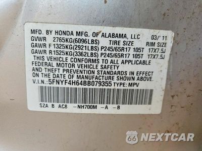 Zdjęcie 13 z 13 samochodu: 2011 HONDA PILOT EXL VIN:5FNYF4H64BB079355 - miniatura