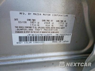 Zdjęcie 13 z 13 samochodu: 2008 MAZDA 3 I VIN:JM1BK32G781143077 - miniatura