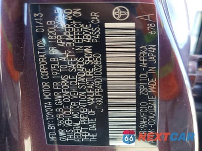 Zdjęcie 12 z 12 samochodu: 2013 SCION XD BASE VIN:JTKKUPB49D1032850 - miniatura