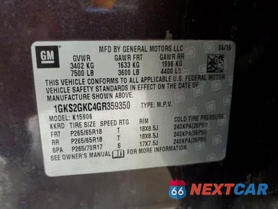 Zdjęcie 13 z 13 samochodu: 2016 GMC YUKON XL K1500 SLT VIN:1GKS2GKC4GR359350 - miniatura