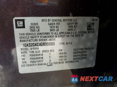 Zdjęcie 13 z 13 samochodu: 2016 GMC YUKON K1500 SLT VIN:1GKS2GKC4GR359350 - miniatura