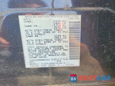 Zdjęcie 13 z 13 samochodu: 2010 NISSAN XTERRA X VIN:5N1AN0NW1AC502756 - miniatura