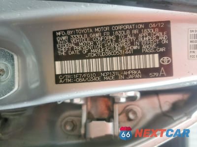 Zdjęcie 13 z 13 samochodu: 2012 TOYOTA YARIS 5-DOOR LE VIN:JTDKTUD38CD531441 - miniatura