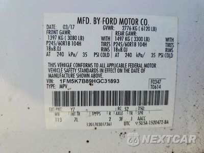 Zdjęcie 13 z 13 samochodu: 2017 FORD EXPLORER VIN:1FM5K7B89HGC31893 - miniatura