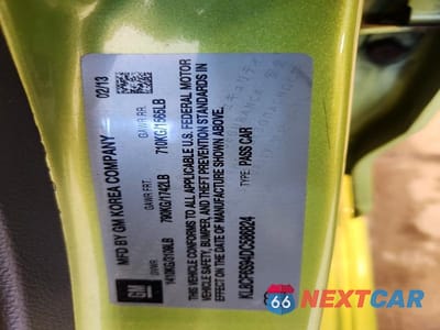 Zdjęcie 13 z 13 samochodu: 2013 CHEVROLET SPARK 2LT VIN:KL8CF6S94DC586824 - miniatura