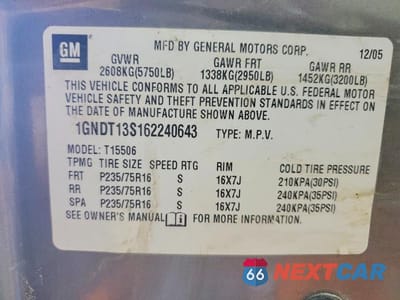 Zdjęcie 13 z 13 samochodu: 2006 CHEVROLET TRAILBLAZER LS VIN:1GNDT13S162240643 - miniatura