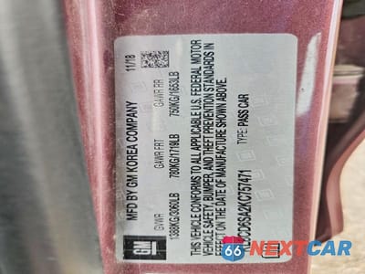 Zdjęcie 12 z 12 samochodu: 2019 CHEVROLET SPARK 1LT VIN:KL8CD6SA2KC757471 - miniatura
