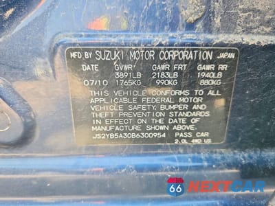 Zdjęcie 12 z 12 samochodu: 2011 SUZUKI SX4 VIN:JS2YB5A30B6300954 - miniatura