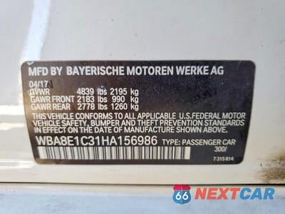 Zdjęcie 12 z 12 samochodu: 2017 BMW 330E VIN:WBA8E1C31HA156986 - miniatura