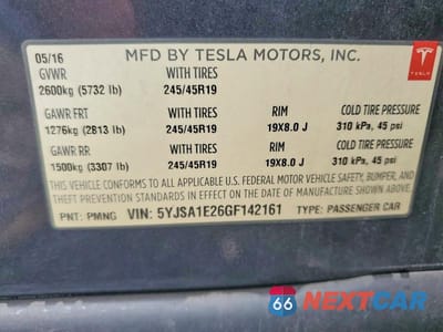 Zdjęcie 12 z 12 samochodu: 2016 TESLA MODEL S VIN:5YJSA1E26GF142161 - miniatura