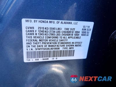 Zdjęcie 13 z 13 samochodu: 2020 HONDA PILOT EX VIN:5FNYF5H3XLB018606 - miniatura